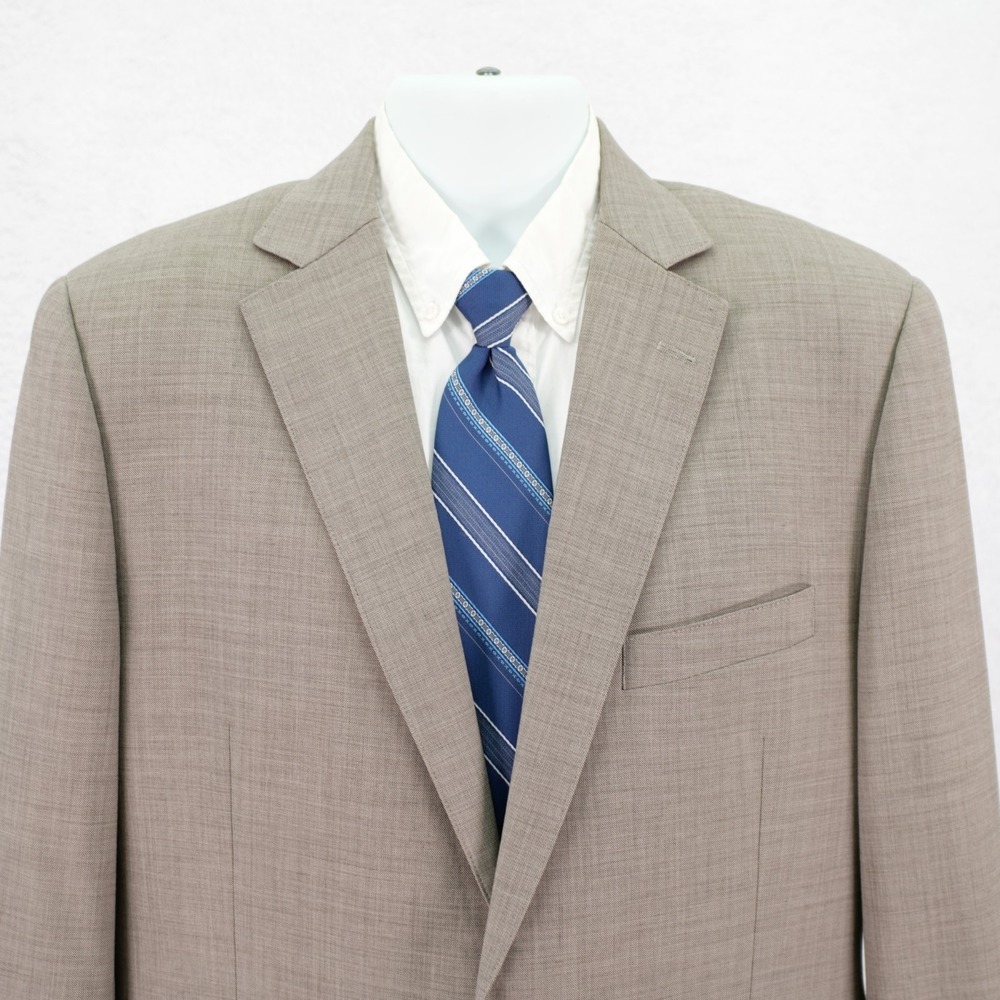Brooks Brothers Wool Lastol Tan Beige Sharkskin‎ Blazer 40L  2 Button